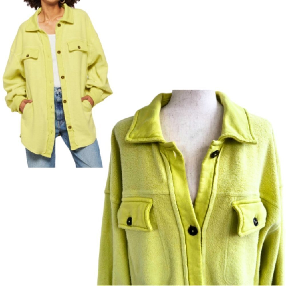 FREE PEOPLE Light Lime Green Ruby Shirt Jacket Shacket Size M